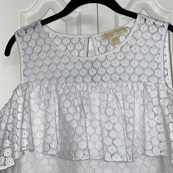 Michael Kors Lace Cold-Shoulder Ruffle Blouse - Picture 2 of 9